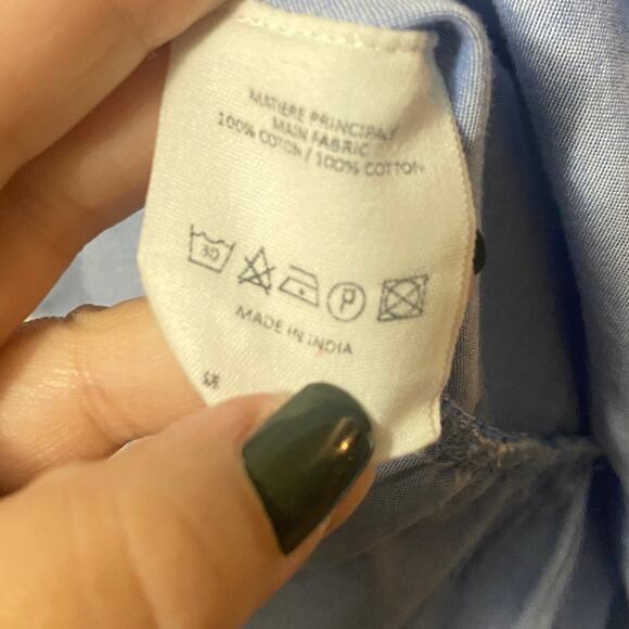 Vanessa Bruno Athé Blue Cotton Drop Waist Short Sleeve Collared Shirt Dress 2-4 - Picture 6 of 8